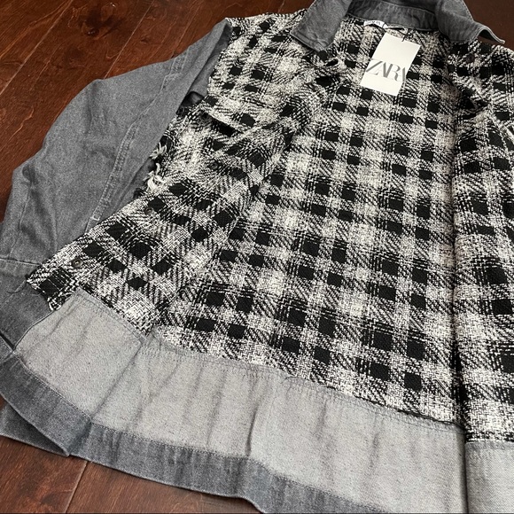 NWT Zara black checkered/plaid button down jacket - Picture 11 of 12